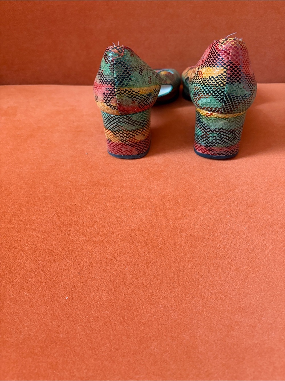 Multicolor Snake-Print Peep-Toe Heels - Picture 2 of 5
